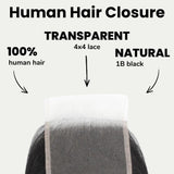 Brazilian Silky Straight 4x4 Transparent Lace Human Hair Closure