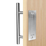 12" Round Pull & Flush Barn Door Handle Combo