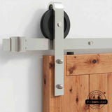 Spoke Wheel Brushed Nickel Single Track Barn Door Hardware Kit