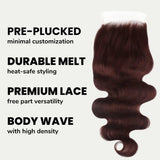 Burgundy Body Wave 5x5 HD Lace Human Hair Closure