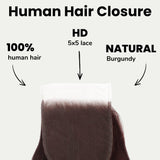 Burgundy Body Wave 5x5 HD Lace Human Hair Closure