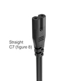 Anderic AC Power Cable Cord | 2 Prong Male to C7 (Figure 8) | 6 foot - C7STRAIGHT6
