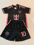 Lionel Messi Black Miami Home Kids Soccer Jersey Set Football Youth Toddler