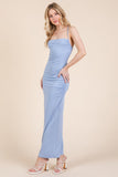Asymmetry Ruched Double Layered Maxi Dress
