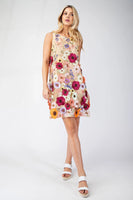 3d Floral Embroidered Sleeveless Mini Dress