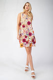3d Floral Embroidered Sleeveless Mini Dress