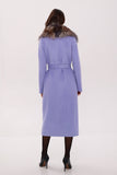 Genuine Silver Fox Virgin Wool Wrap Coat in Lavender