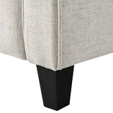 Modern Upholstered Loveseat Sofa in Cream Microfiber with Button Tufted Cushions