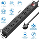 CRST 6 Outlets Wide Spaced Mountable Metal Power Strip Surge Protector, 2100 Joules Protection, Easy Mounting