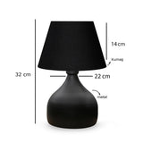 Homing Milano Metal Body Black Fabric Shade Table Lamp - Modern Home Decor Lighting with Adjustable Cord