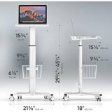 Hospital Style White Mobile Stand-Up Computer Desk Portable Workstation