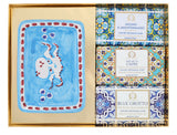 Casa Amalfi Blue Maiolica Gift Box: 3 Soaps + Ceramic Soap Dish