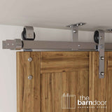 Double Bypass Ceiling Mounted Barn Door Hardware Kit | Brushed Nickel