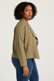 Bagatelle Womens Plus Wide Lapel Drape Front Linen Jacket Blazer