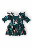 Christmas Ballet 3/4 Sleeve Flutter Twirl Bodysuit