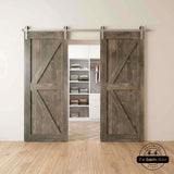 Classic Double Barn Door Kit | Brushed Nickel Hardware