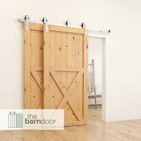 J-Strap Brushed Nickel Single Bypass Barn Door Hardware Kit
