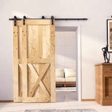 Classic Single Bypass 2 Door Barn Door Kit | Black Hardware