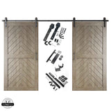 Fishbone Double Barn Door Kit | Black Hardware