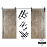 Patterned Double Door Barn Door Kit | Black Barn Door Hardware