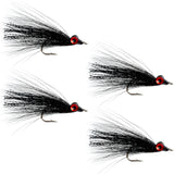 Clousers Deep Minnow Black Streamer- 4 Saltwater - Bass Flies - Size 1/0