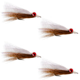 Clousers Deep Minnow Brown/White Streamer- 4 Saltwater Flies - Size 1/0