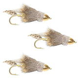 3 Pack Cone Head Muddler Minnow Trout and Bass Streamer Fly - Size 4