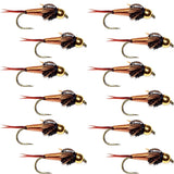 Bead Head Copper John Nymph 1 Dozen Fly Fishing Flies - Hook Size 16