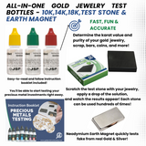 Gold Testing Acid 10K 14K 18K Test Kit + Scratch Tester Stone + Rare Earth Magnet Jewelry Test Detect Precious Metals