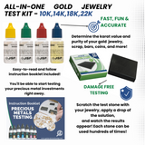 JSP Gold Jewelry Testing Acid 10k 14k 18k 22k 24k Kit + GTE Scratch Test Stone