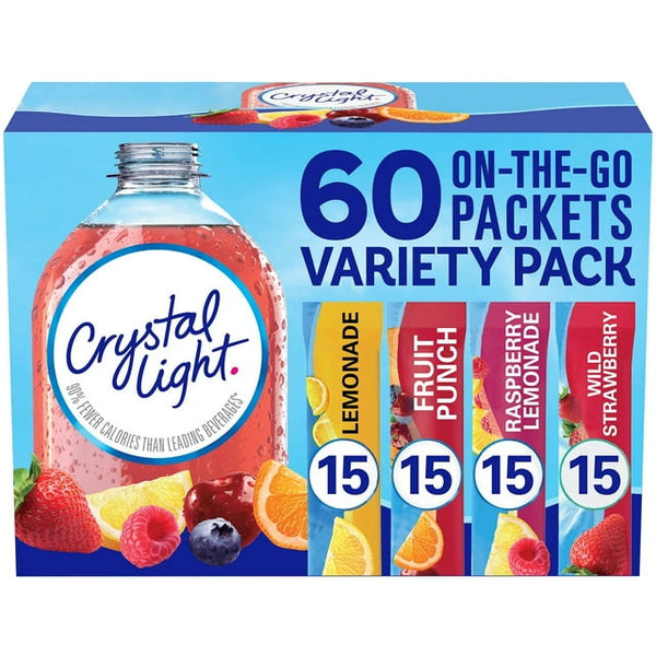 CRYSTAL LIGHT POWDERED DRINK MIX VARIETY PACK 60 PACK