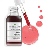 Herbaderm Deep Red Exfoliating Facial Serum: Glycolic & Salicylic Acid Peel for Acne, Dark Spots, & Brighter Skin - 1 fl oz