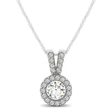 Round Pendant with Split Bail and Diamond Halo in 14k White Gold (3/4 cttw)
