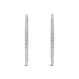 14k White Gold Slim Two Sided Diamond Hoop Earrings (1 1/2 cttw)