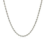 2.25mm 14k White Gold Solid Diamond Cut Rope Chain