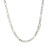 3.0mm 14k White Gold Solid Figaro Chain