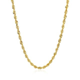 3.0mm 14k Yellow Gold Solid Diamond Cut Rope Chain