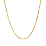 2.0mm 10k Yellow Gold Solid Diamond Cut Rope Chain