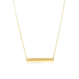14k Yellow Gold Smooth Flat Horizontal Bar Style Necklace