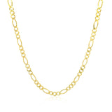 2.8mm 14k Yellow Gold Solid Figaro Chain