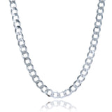 Rhodium Plated 7.9mm Sterling Silver Curb Style Chain