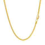 2.1mm 14k Yellow Gold Round Wheat Chain