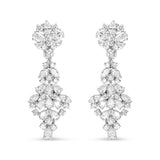 18K White Gold 9 1/2 Cttw Diamond Cluster Drop Dangle Clip-On Earrings (F-G Color, VS1-VS2 Clarity)
