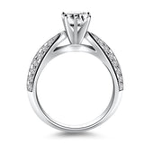 14k White Gold Cathedral Double Row Pave Diamond Engagement Ring