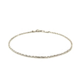 14k White Gold Solid Diamond Cut Rope Bracelet 1.5mm