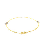 14k Two Tone Gold Entwined Heart Stationed Anklet