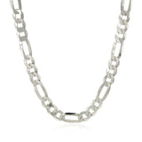 Rhodium Plated 5.5mm Sterling Silver Figaro Style Chain