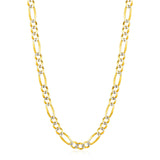 6.0mm 14K Yellow Gold Solid Pave Figaro Chain