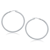 10k White Gold Polished Hoop Earrings (40 mm)