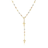 14k Tri-Color Gold Rosary Chain Necklace